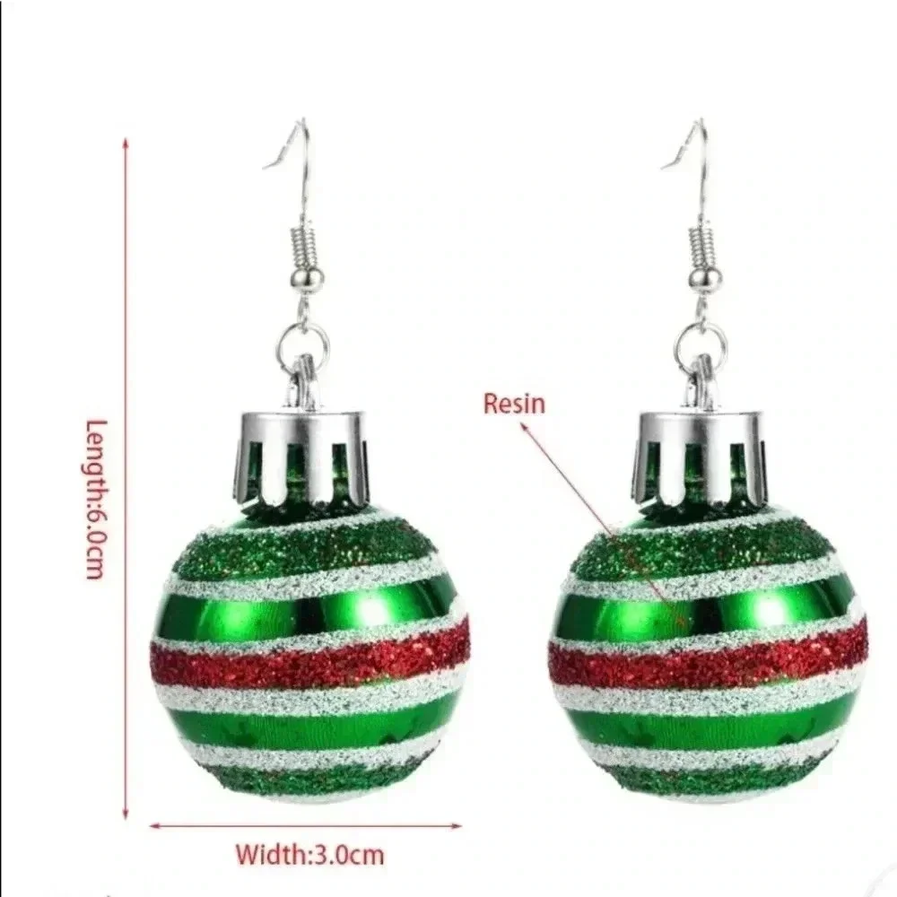 Christmas Green Ball Earrings for Girls Women.